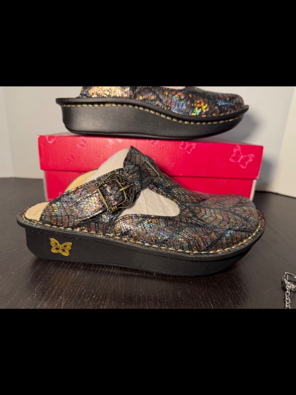 Alegria Classic Clogs Shoes Leafer Multicolor Metallic Womans EU 37/US 7-7.5